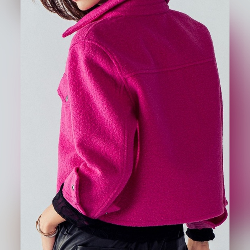 #206 🛑28 S, M FINAL PRICE SNAP BUTTON SEMI CROP TEDDY JACKET - Picture 9 of 9